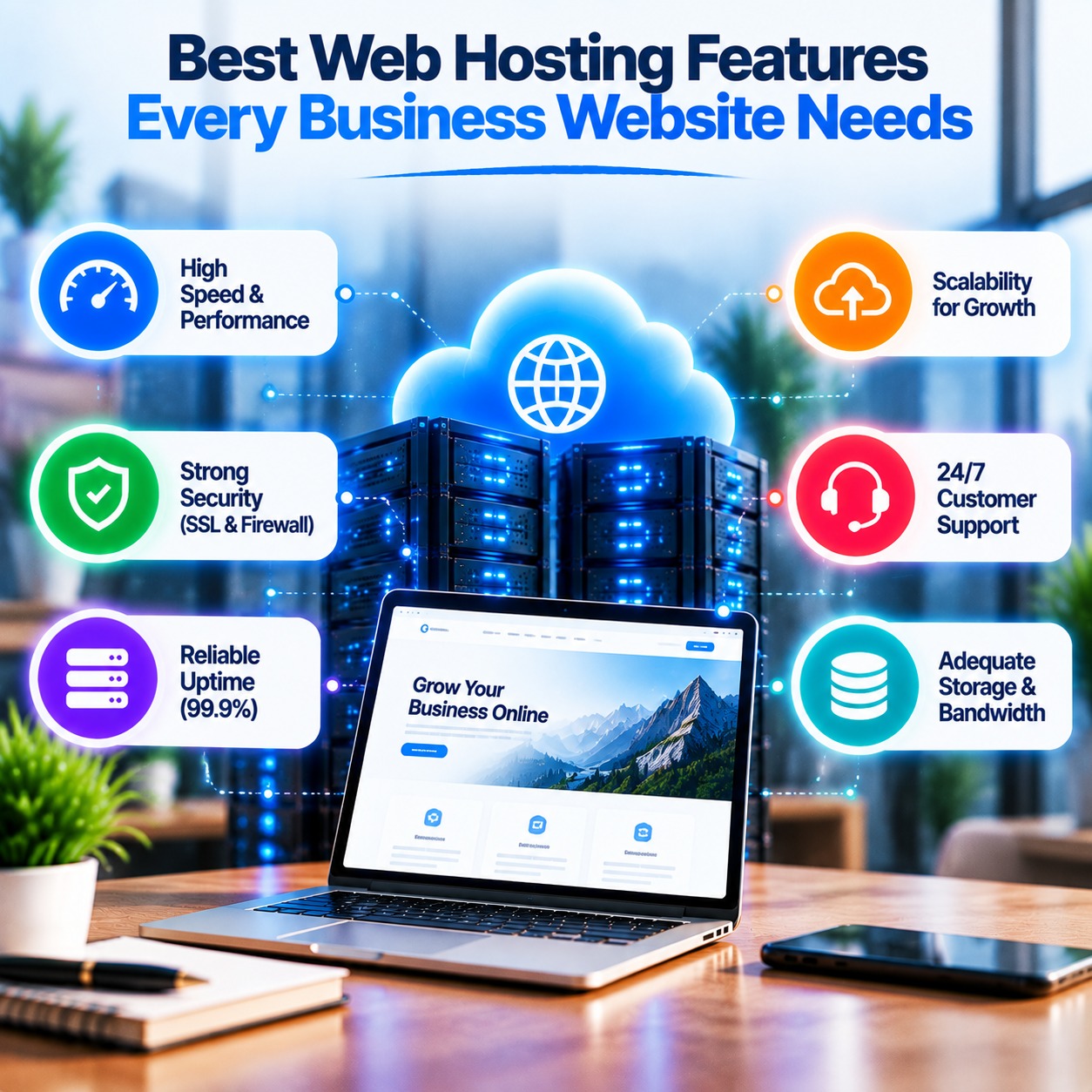 Essential web hosting features for a business website
