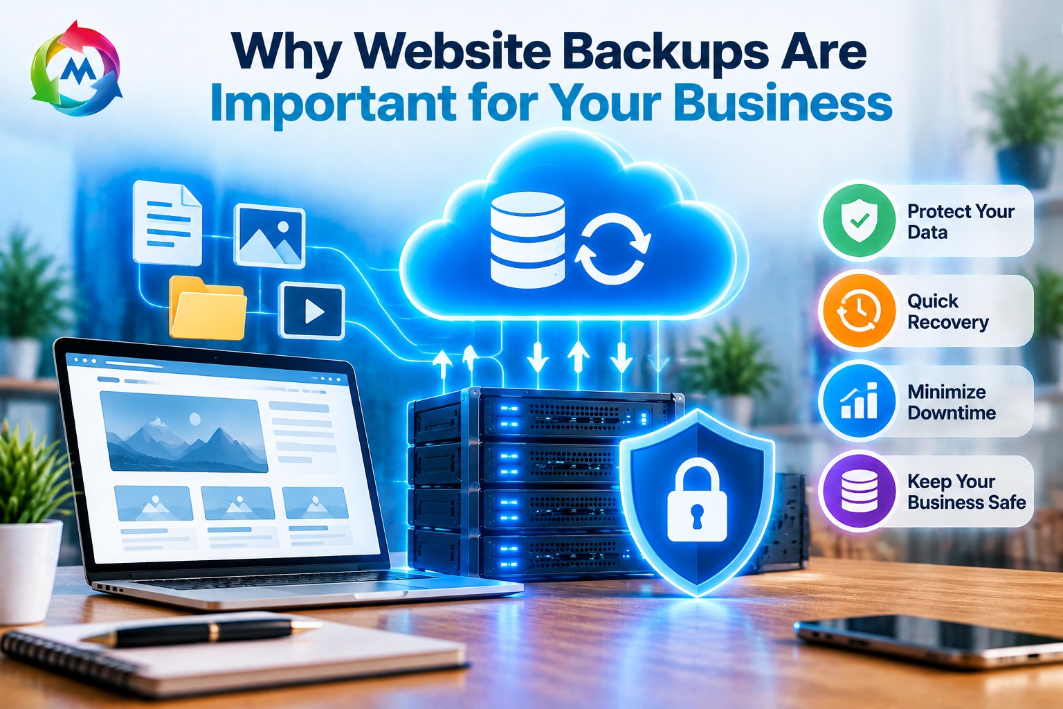 Website backups protecting important business website data